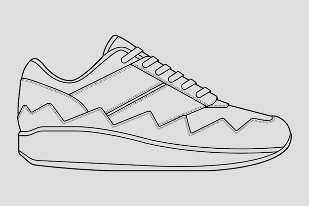 Outline Cool Sneakers Shoes sneaker outline drawing vector Sneakers drawn in a sketch style