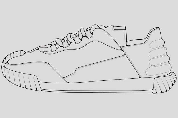 Outline Cool Sneakers Shoes sneaker outline drawing vector Sneakers drawn in a sketch style