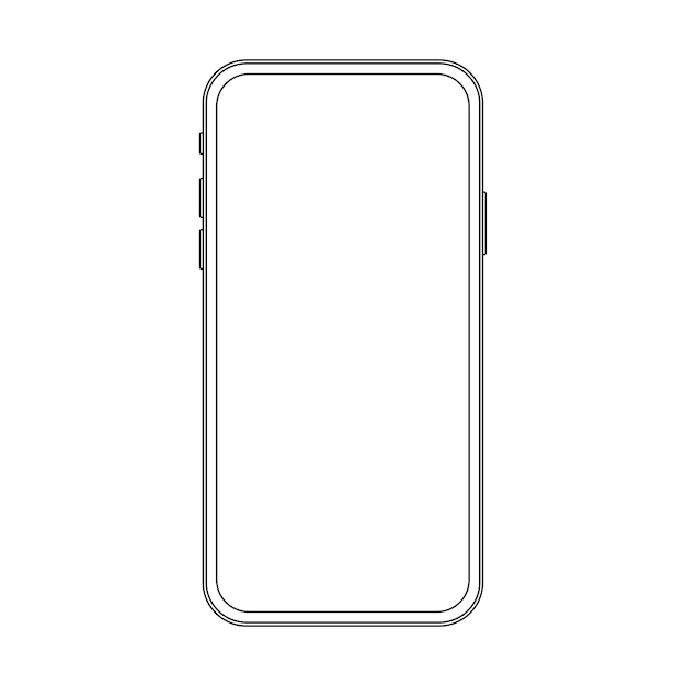 Outline line drawing modern smartphone elegant thin stroke style design