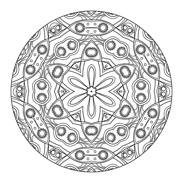 Outline mandala for coloring book, anti-stress therapy pattern, decorative round ornament