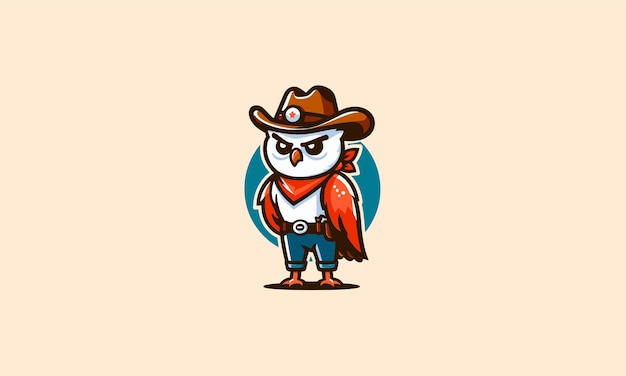 Vector owl wearing hat cowboy vector mascot design