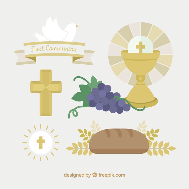 Pack of communion elements in flat design