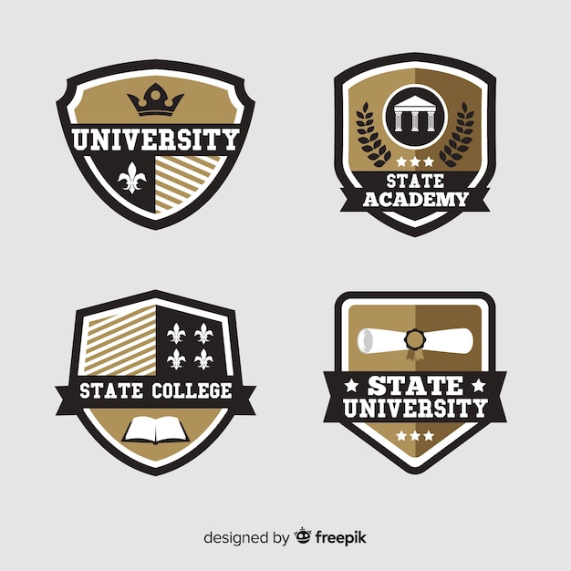 Vector pack of flat university logos