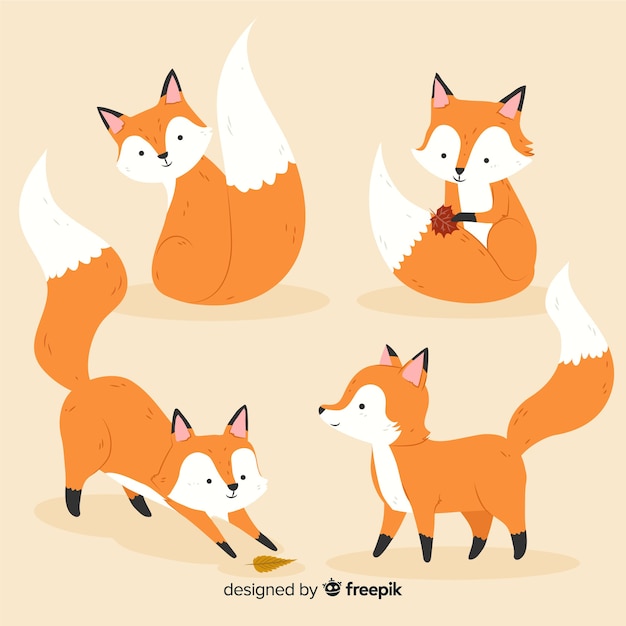 Pack of hand drawn foxes