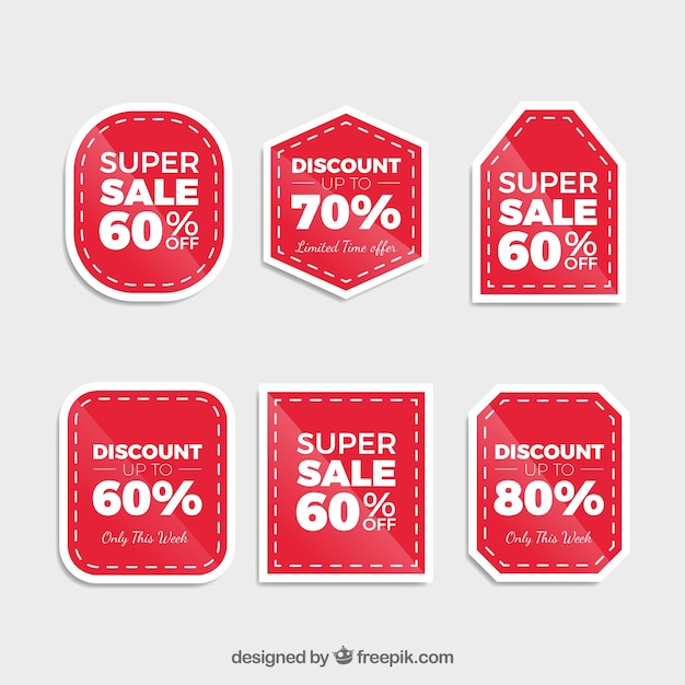 Vector pack of six discount stickers