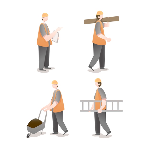 Vector pack of worker character illustrations