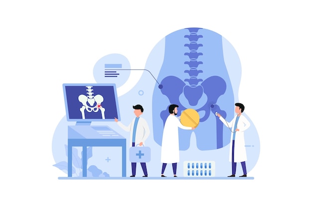 Vector pain and inflammation in the pelvis illustration concept