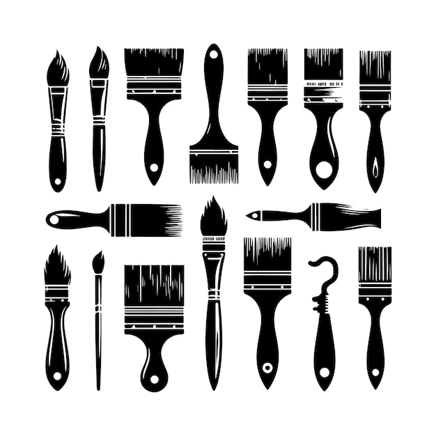 Vector paint brush silhouette paint brush icon vector design template illustration