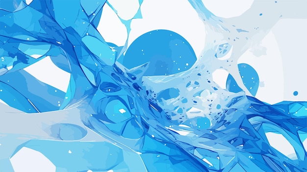 Vector a painting of a blue abstract water splash and bubbles