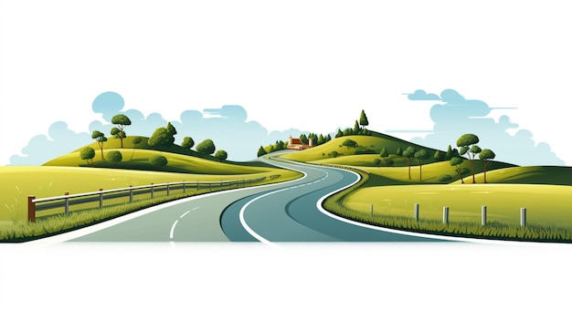 Vector a painting of a road with a view of the road