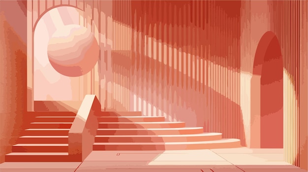 Vector a painting of a staircase with a red and orange background