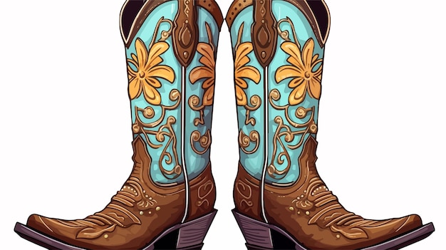 Vector a pair of cowboy boots with a design that says cowboy on the front