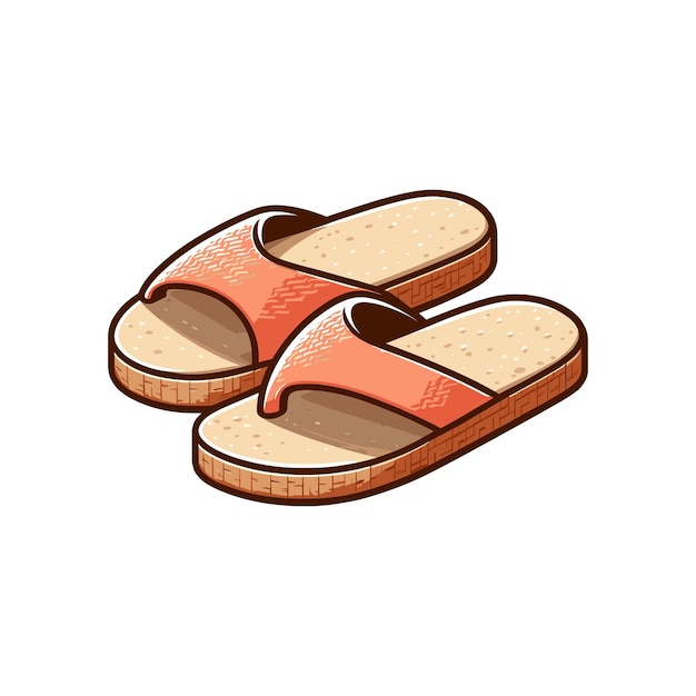 Vector a pair of sandals with a brown sole and a red sole beach slipper vector illustration