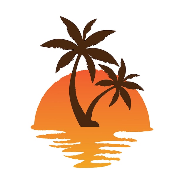 Palm tree summer logo template illustration design