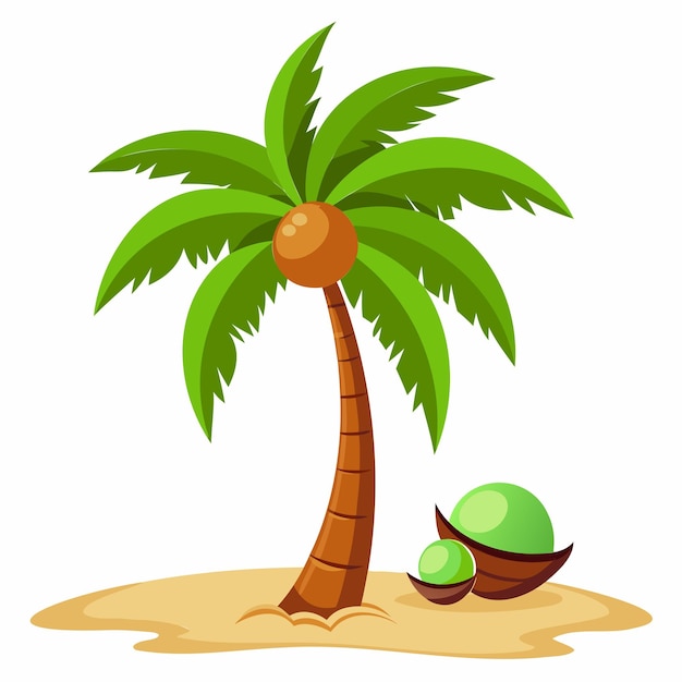 Vector a palm tree with a coconut and a coconut on it