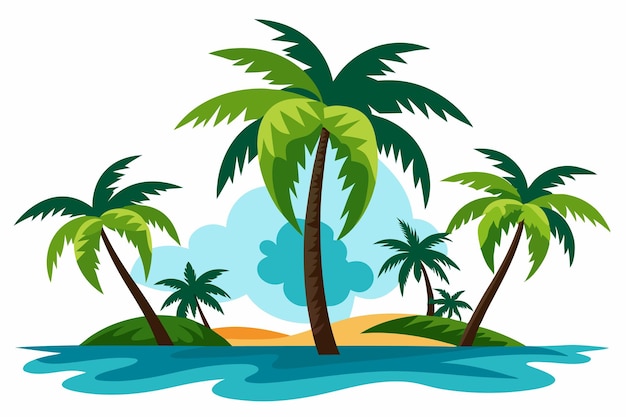 Vector palm trees with water m