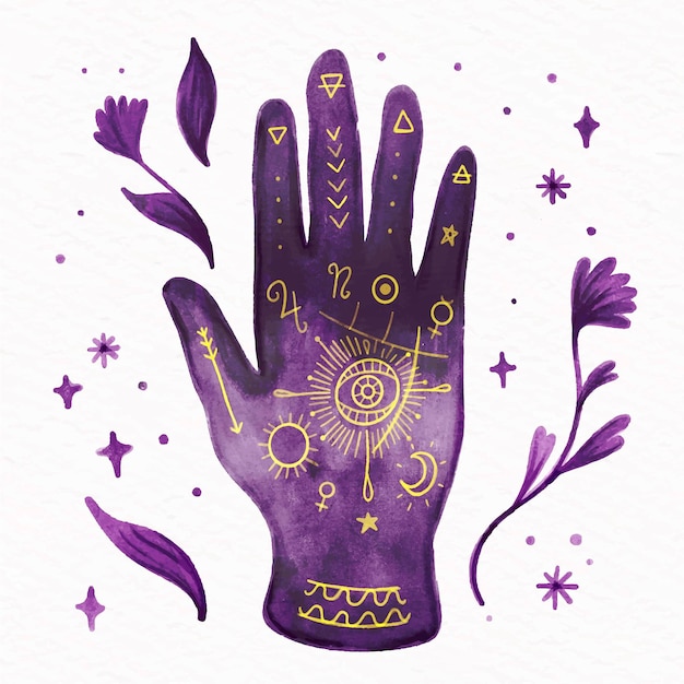 Vector palmistry mystical concept