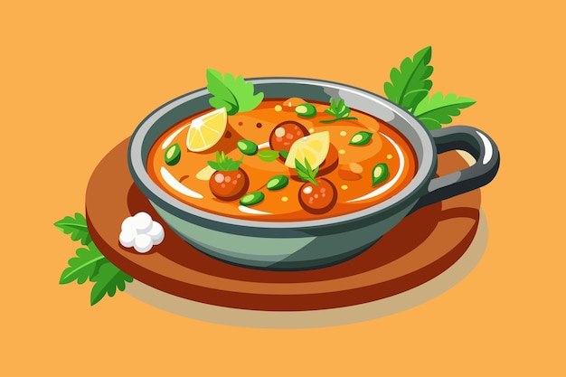 Vector a pan with food and a pot of food on it