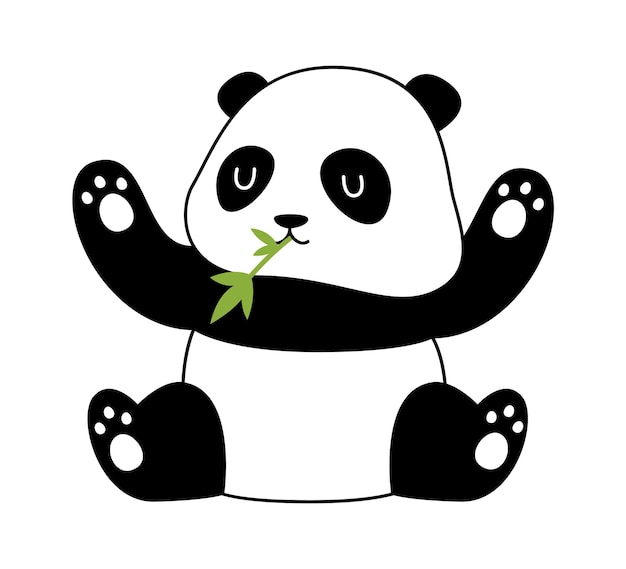 Vector panda eating bamboo
