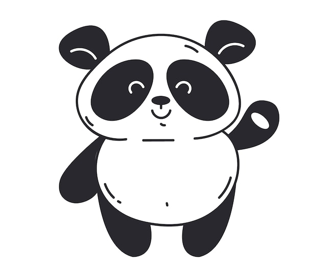 Vector panda logo bear icon animal silhouette line art concept cartoon graphic design element