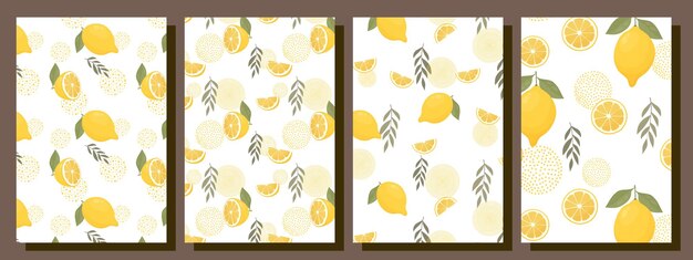 Vector panels of yellow and oranges with lemon on the left