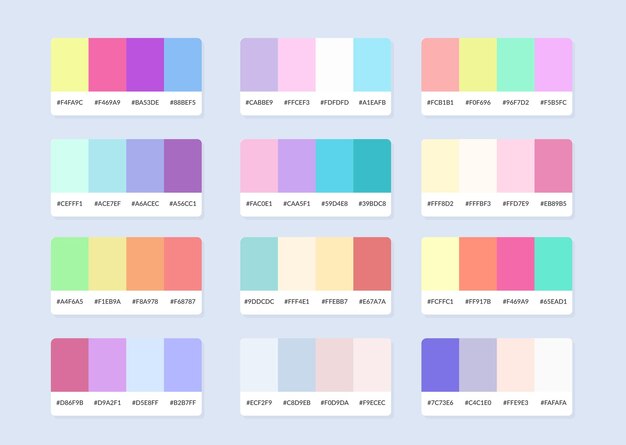 Vector pantone colour palette catalog samples in rgb hex