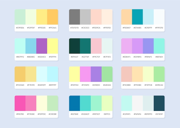 Vector pantone colour palette catalog samples in rgb hex