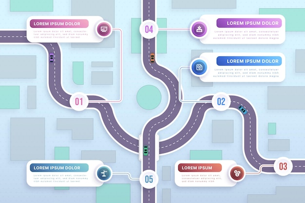 Vector paper style roadmap infographic template