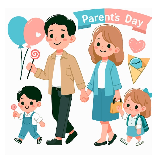 Vector parents day vector simple illustration and white background