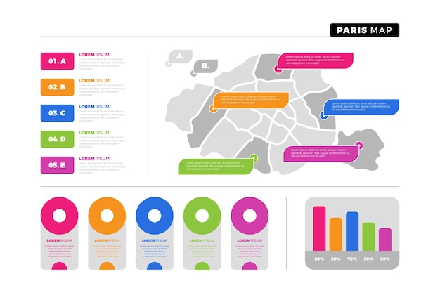 Vector paris map infographics