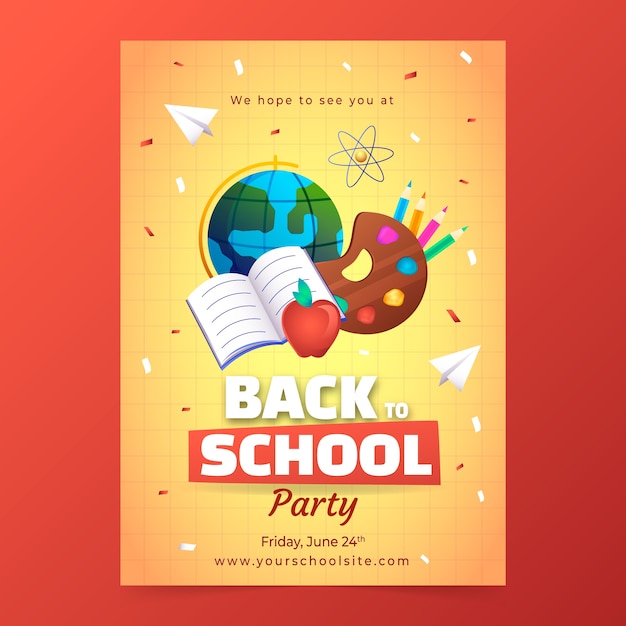 Party invitation template for back to school season