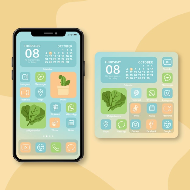 Vector pastel home screen theme for smartphone
