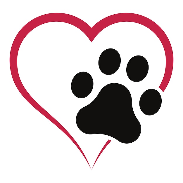 Paw Print In Love Heart