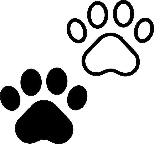 Paws glyph and line vector illustration