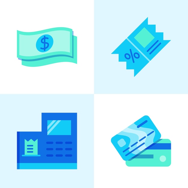 Payment and discount icon set