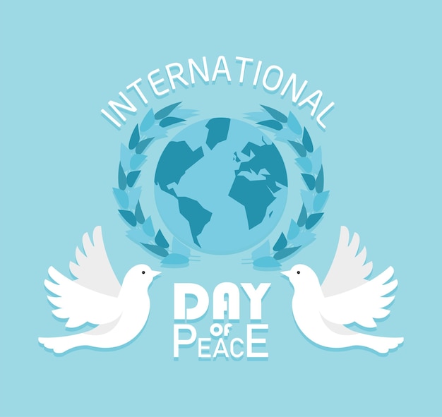 Peace day lettering with earth