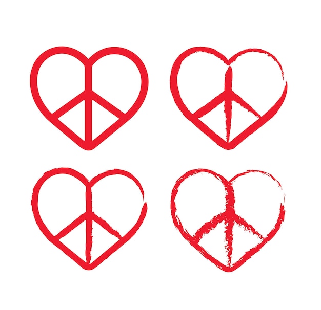 peace symbol in heart shape icon. vector illustration