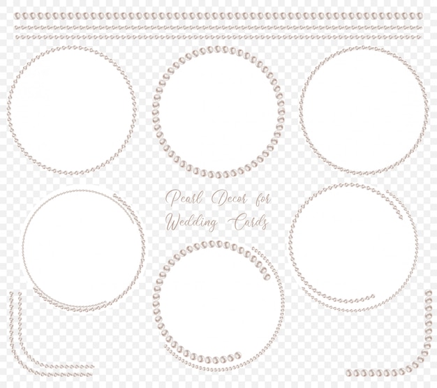 Vector pearl circle frame set for wedding decoration