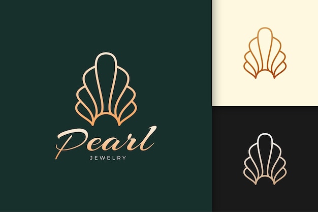 Pearl or jewelry logo in luxury and classy from shell or clam shape