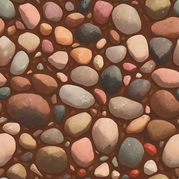 Vector pebble stones or cobblestones detailed hand drawn painting illustration