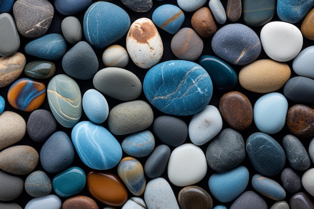 Vector pebble stones multicolored sea stones in the form of background shot close up background