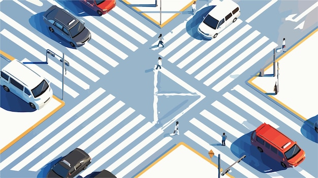 Vector pedestrian crossing road top perspective