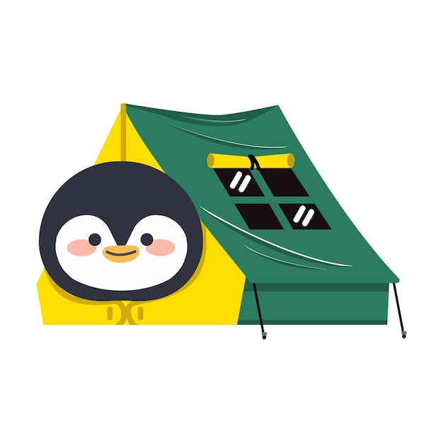 Penguin Camping in a Tent