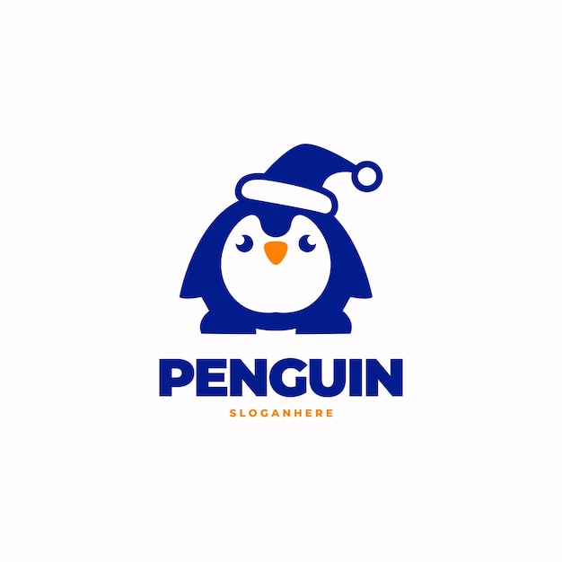 Vector penguin mascot cartoon design logo