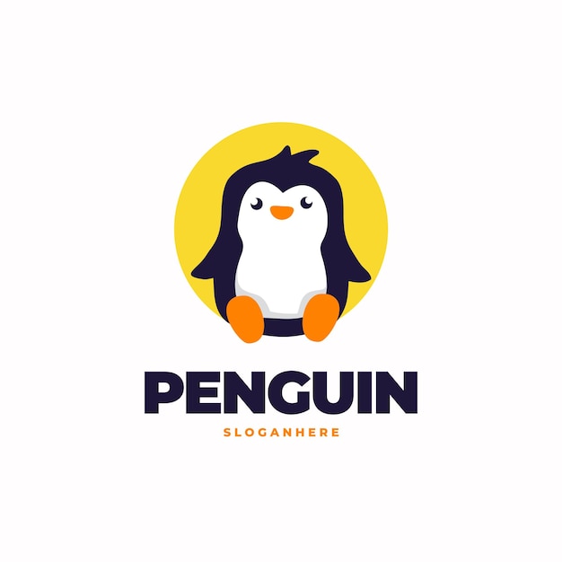 Vector penguin mascot cartoon design logo