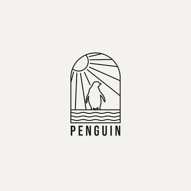 Penguin monoline logo design Vector illustration