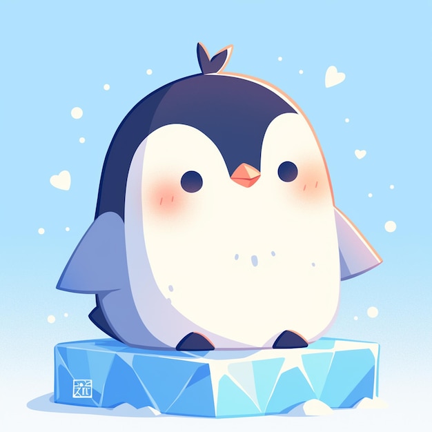 Vector penguin sliding on ice