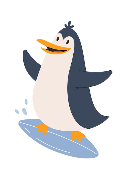 Penguin On Surfboard