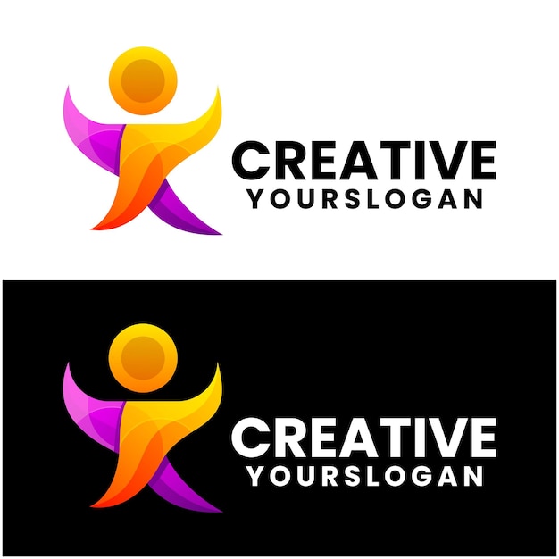 People creative gradient logo design