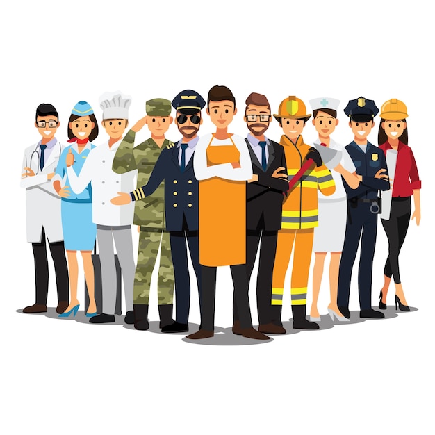 Vector people group different job set